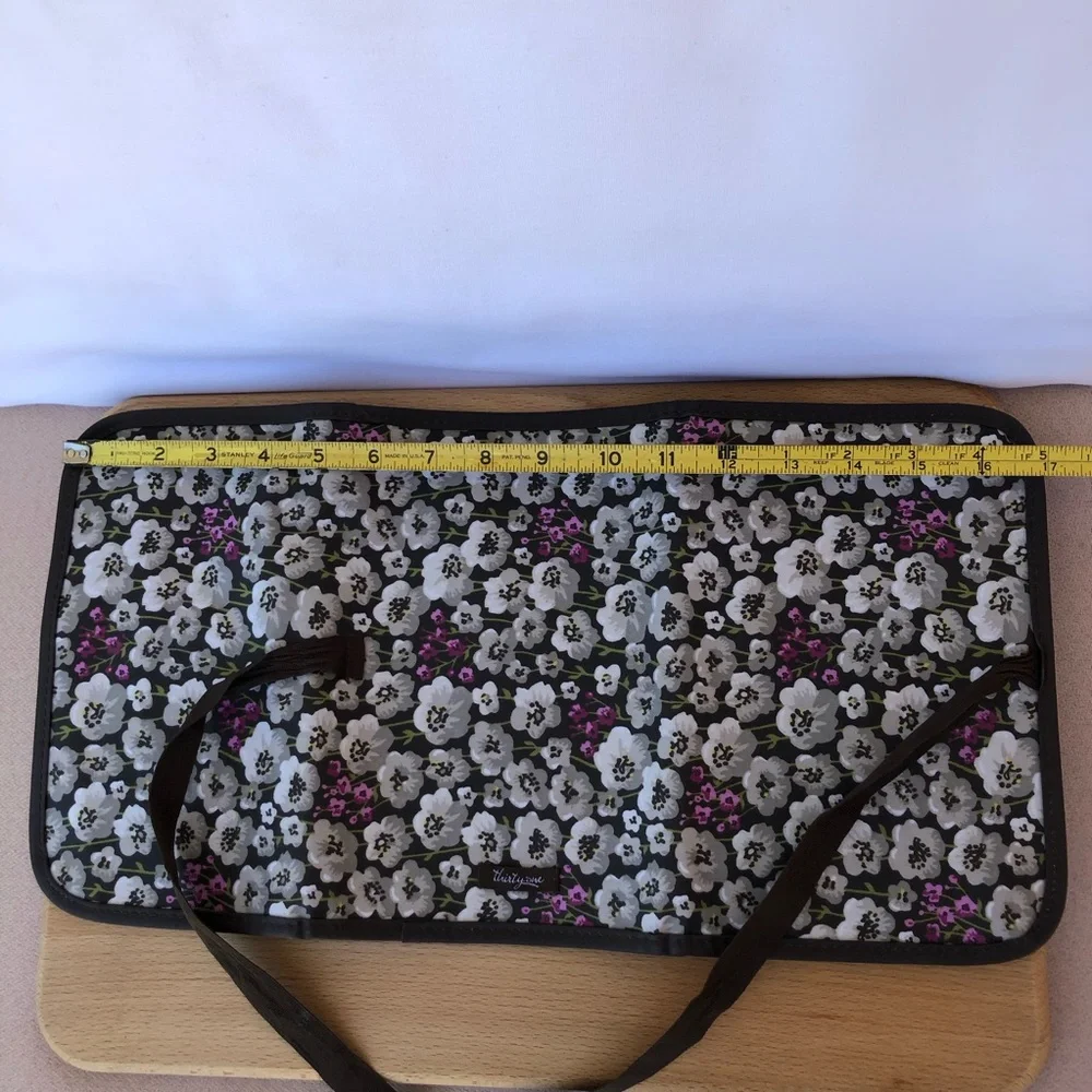 Thirty One Nylon Brown Pink Floral Foldable Organizer‎ Cottagecore Chic